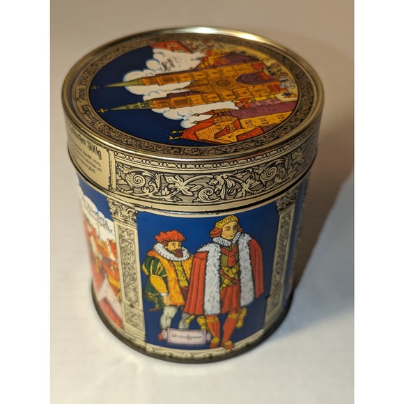 Vintage E. Otto Schmidt Germany Cookie Round Tin Nurnberger Land Geht Dutch - Picture 2 of 9